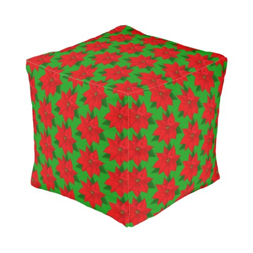 Beautiful Poinsettia Flowers on Green Pouf