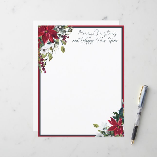 Beautiful poinsettia frame Christmas (Front/Back In Situ)