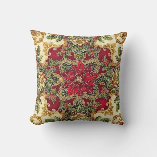 Beautiful Poinsettia Pillow! Throw Pillow (Front)