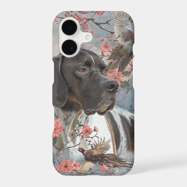 Beautiful pointer with pheasants iphone case (Back)
