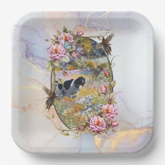 Beautiful pointer with pheasants    paper plates (Front)