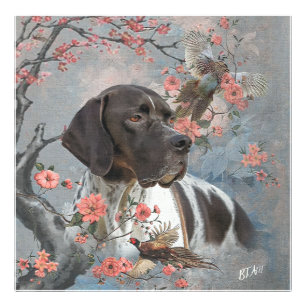 Beautiful pointer with pheasants photo print