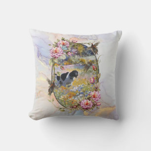 Beautiful pointer with pheasants   throw pillow