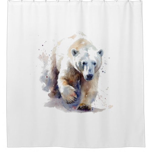 Beautiful polar bear painted in water color shower curtain