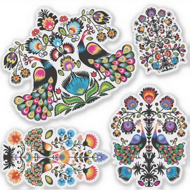 Beautiful polish folklore Wycinanki set Sticker (Front)