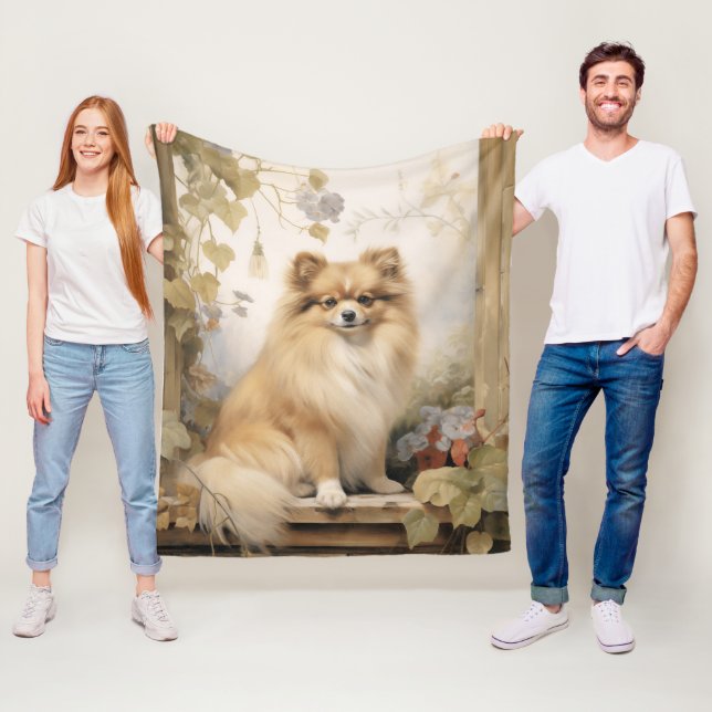 Beautiful Pomeranian – Bright & Loving Fleece Blanket (In Situ)