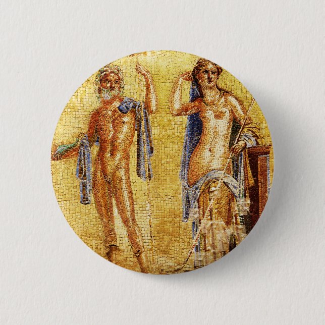 BEAUTIFUL Pompeii Mosaic Pinback Button (Front)