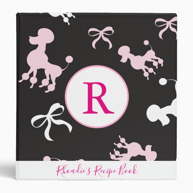 Beautiful Poodles Recipe Book 3 Ring Binder (Front)