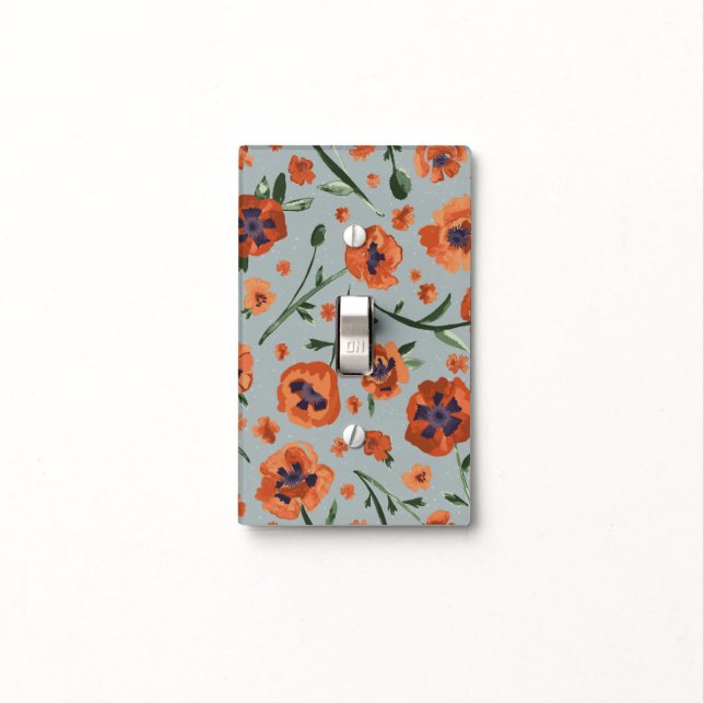 Beautiful Poppies Floral Pattern Light Switch Cover (In Situ)