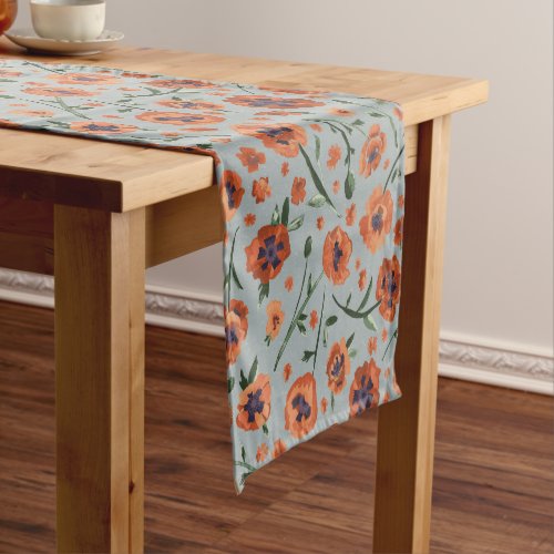 Beautiful Poppies Flower Pattern Short Table Runner