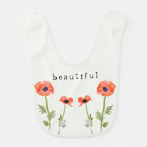 Beautiful Poppies Flowers Baby Bib