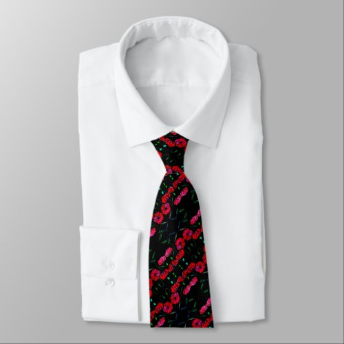 Beautiful Poppy Art _ Choose  add your colors Neck Tie