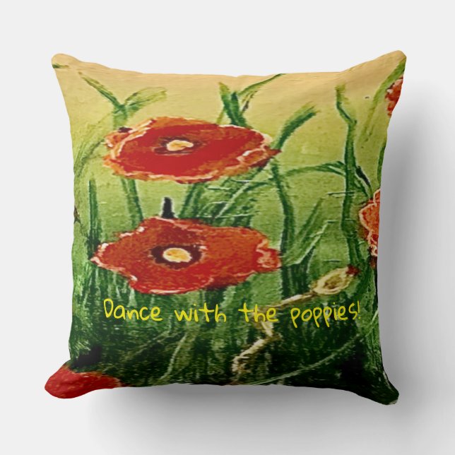 Beautiful Poppy Field  Throw Pillow (Front)