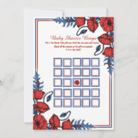 Beautiful Poppy Floral Bingo Baby Shower Game Invitation