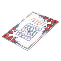 Beautiful Poppy Floral Bingo Baby Shower Game Notepad