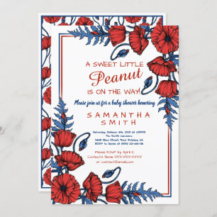 Beautiful Poppy Floral Personalized Baby Shower In Invitation