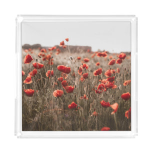 beautiful poppy flowers acrylic tray