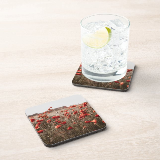 beautiful poppy flowers beverage coaster (Right Side)