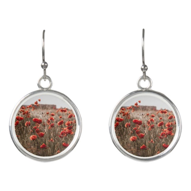 beautiful poppy flowers earrings (Front)