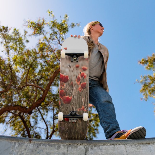 beautiful poppy flowers skateboard (Outdoor 1)