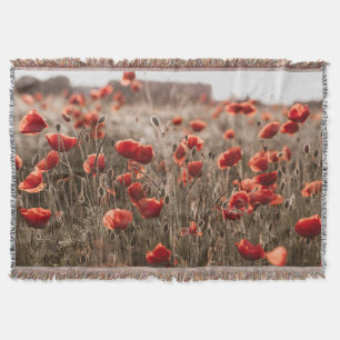beautiful poppy flowers throw blanket