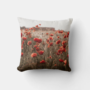 beautiful poppy flowers throw pillow