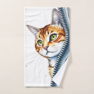 Beautiful Popular Cute Watercolor Cat Collection Bath Towel Set
