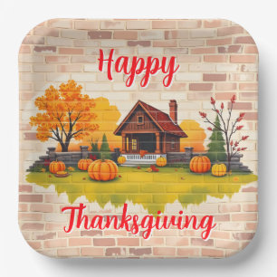 Beautiful Popular Happy Thanksgiving Fall Paper Plates