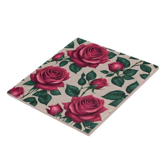Beautiful Popular Linen Roses Collection Ceramic Tile (Side)
