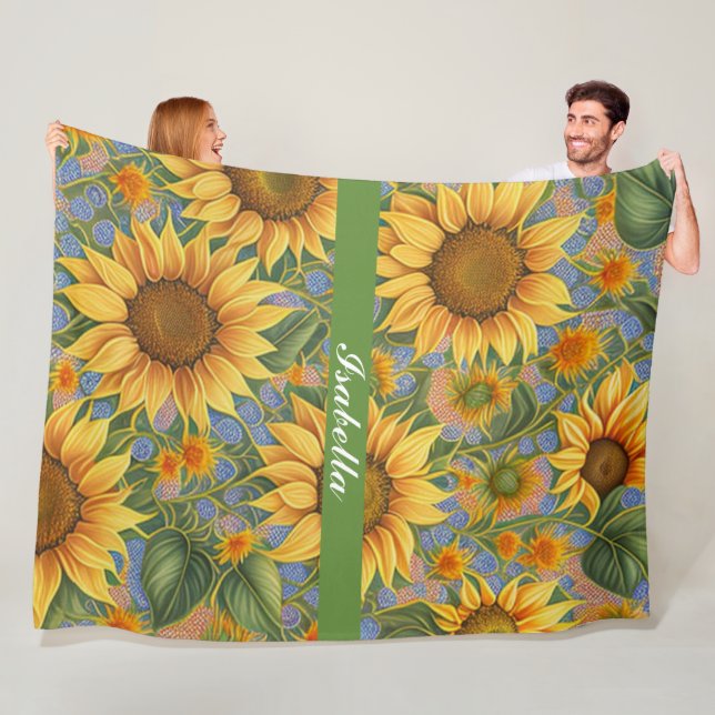 Beautiful Popular Sunflower Collection Fleece Blanket (In Situ)