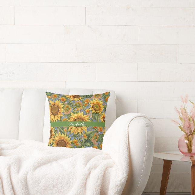 Beautiful Popular Sunflower Collection Throw Pillow (Couch)