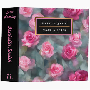 Beautiful Popular Watercolor Pink Roses Collection 3 Ring Binder