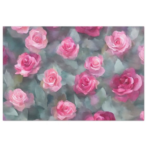 Beautiful Popular Watercolor Pink Roses Collection Tissue Paper