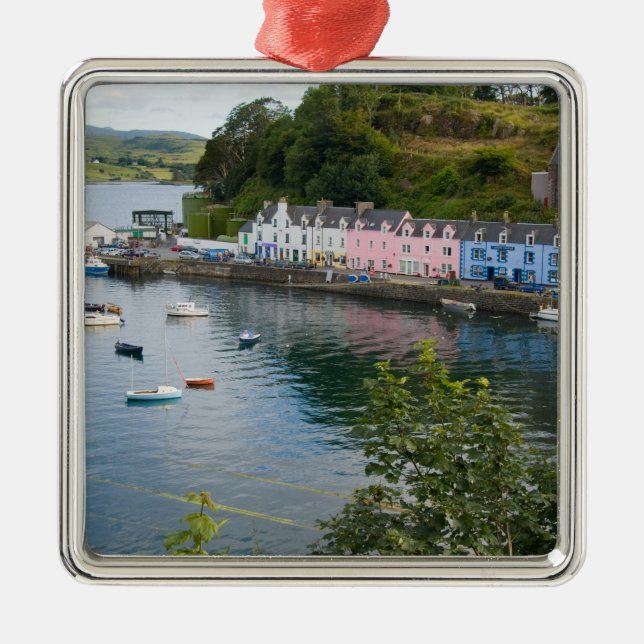 Beautiful port and sailboats with reflections in 2 metal ornament (Front)