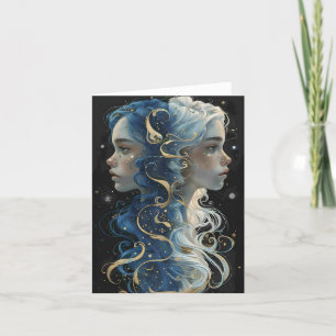 Beautiful Portrait Gemini Zodiac Cards