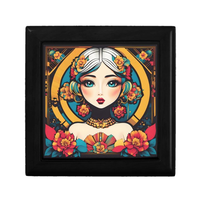 Beautiful portrait in pop art style gift box (Front)