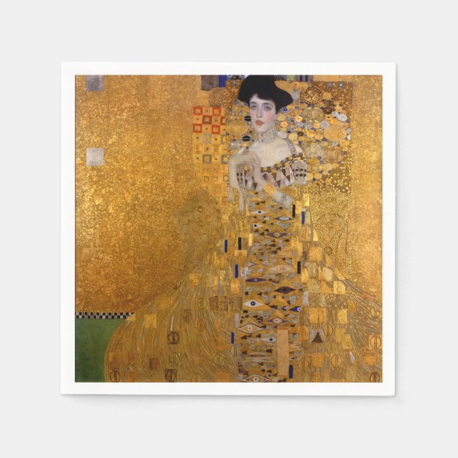 Beautiful portrait of a lady by Gustav Klimt,Deco Paper Napkins (Front)