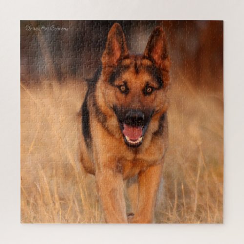 Beautiful Portrait Of Running German Shepherd Jigsaw Puzzle