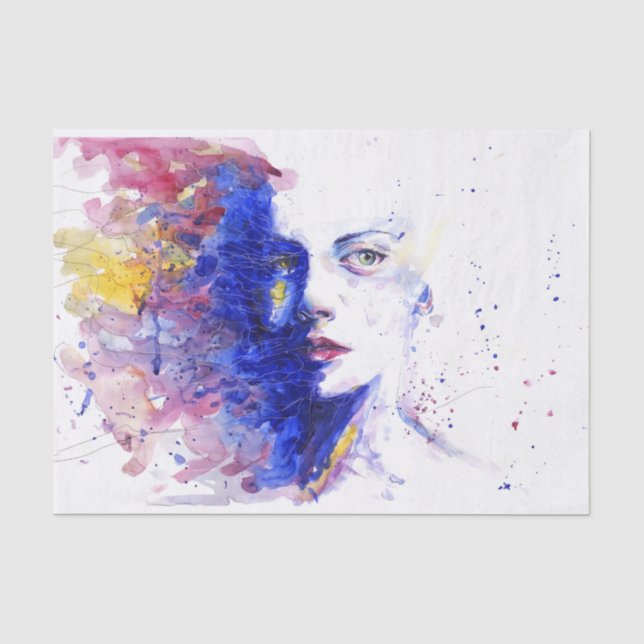 Beautiful Portrait Painting of a Women Abstract Tissue Paper (Front)
