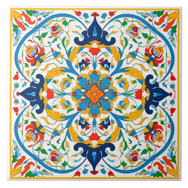 Beautiful Portuguese Azulejo Style Ceramic Tile. Ceramic Tile (Front)