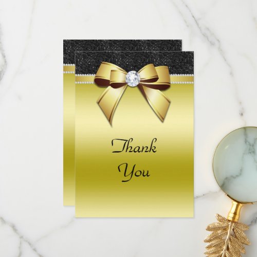 Beautiful Posh Gold  Black Jewel Birthday Thank You Card