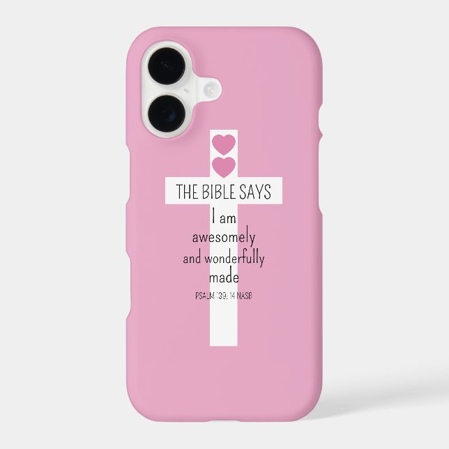 Beautiful Positive Affirmation Bible Verse Pink iPhone Case (Back)