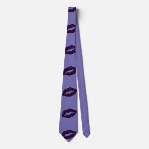 Beautiful Poweful Feminine Purple Lipstick Kiss  Neck Tie