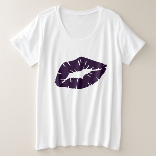 Beautiful Poweful Feminine Purple Lipstick Kiss Plus Size T_Shirt