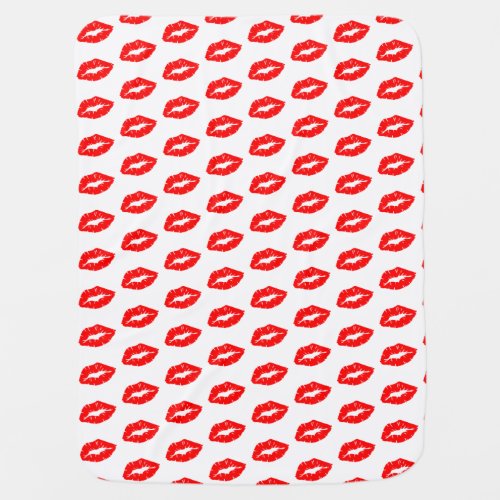 Beautiful Powerful Red Lipstick Kiss Isolated Baby Blanket