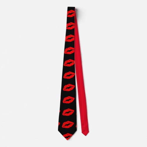 Beautiful Powerful Red Lipstick Kiss Isolated Neck Tie