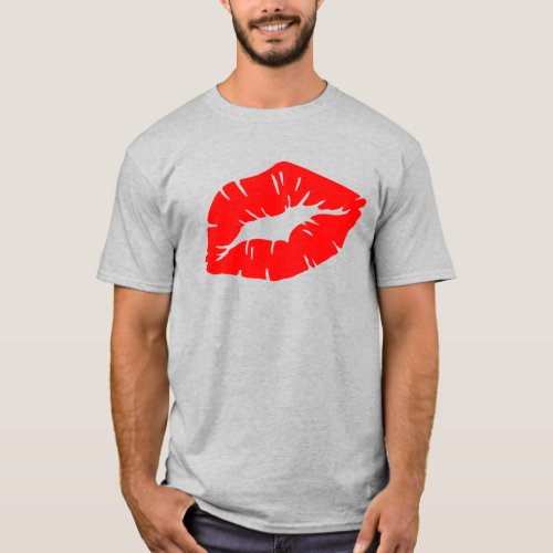 Beautiful Powerful Red Lipstick Kiss Isolated T_Shirt
