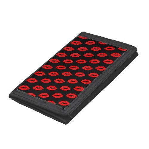 Beautiful Powerful Red Lipstick Kiss Isolated Trifold Wallet