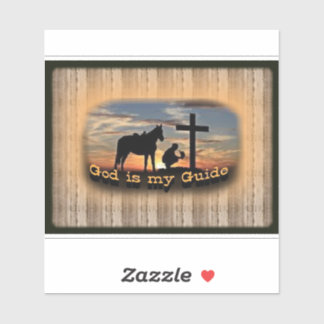 Beautiful Praying Cowboy and Cross Sticker