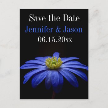 Beautiful Pretty Blue Flower Save Date Postcards by CustomWeddingSets at Zazzle